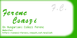 ferenc csaszi business card